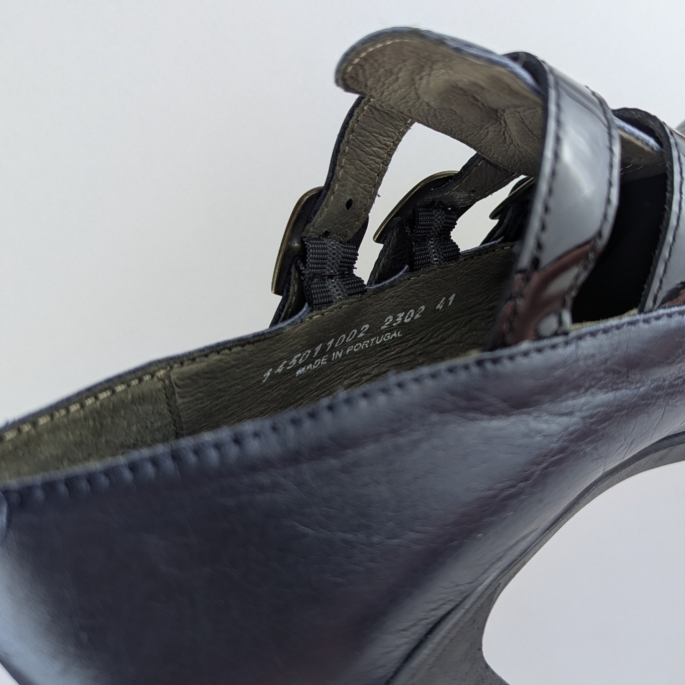 FLY London Kacy Ankle Boot Leather Buckle Straps Navy Black EU41 US 10-10.5 NWT - Picture 12 of 16